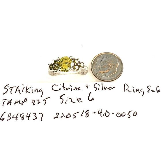 FN# Striking Citrine & Sterling Silver Ring Sz 6 - Picture 7 of 7